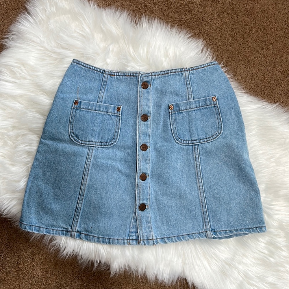 Pre-owned Michael Light Denim Button Down Mini Skirt. Junior Sz 7